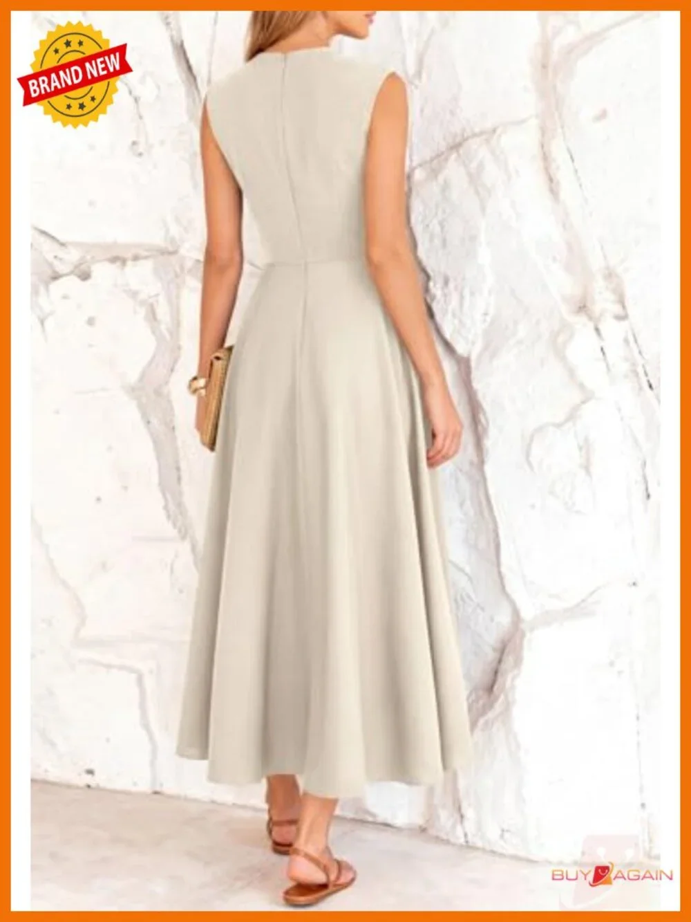 Mock Neck Sleeveless High Waist Flowy A Line Maxi Dress Wedding Guest
